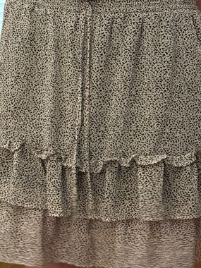 Womens Tiered Ruffle Mini Skirt in Cream and Black